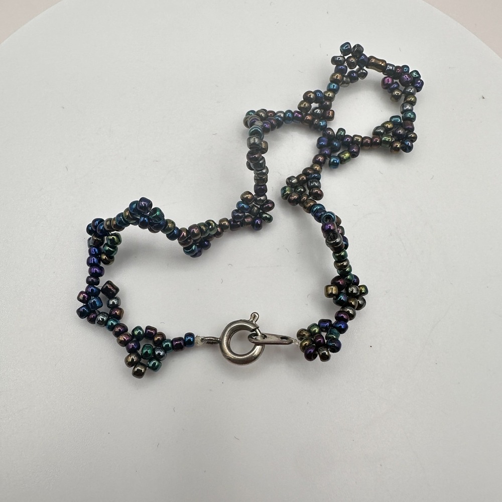 Vintage Y2K Iridescent Woven Seed Beaded Boho Bracelet Women's Fashion Jewelry